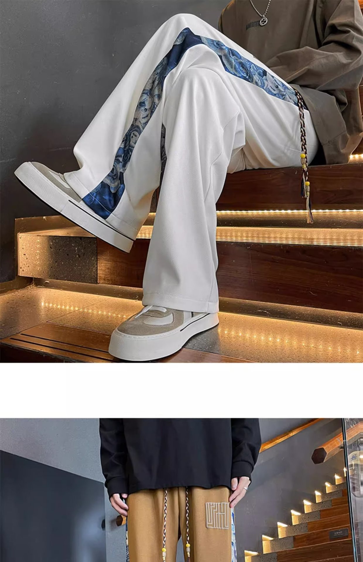 New Chinese style spring and autumn, new loose size men's wide straight leg sanitary pants, casual long pants for men_voghion.com