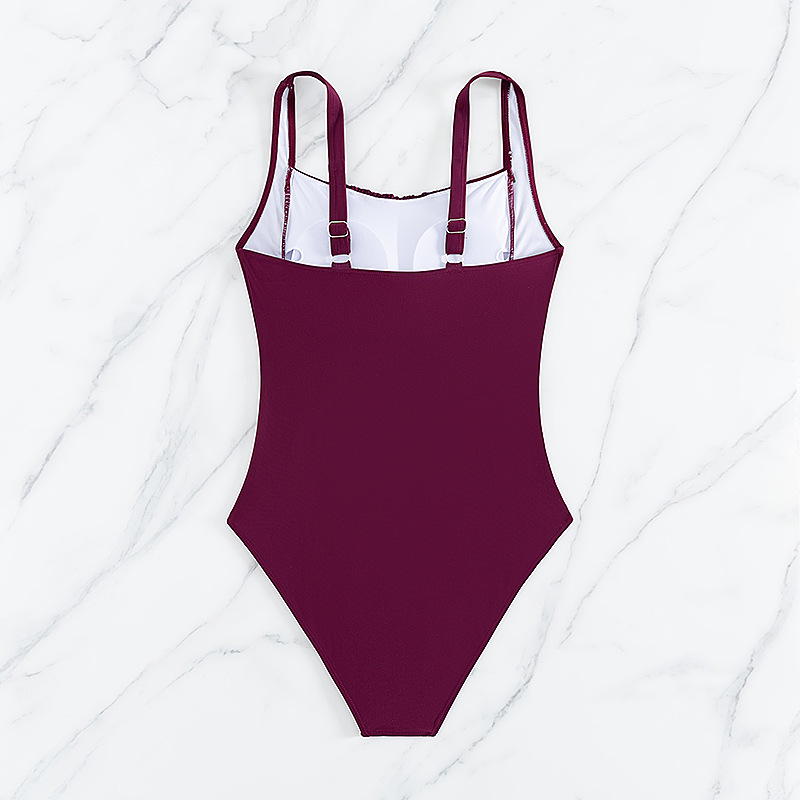 Nuevo bikini de comercio exterior transfronterizo europeo y americano sexy traje de baño de una pieza de color sólido femenino Amazon AliExpress traje de baño al por mayor