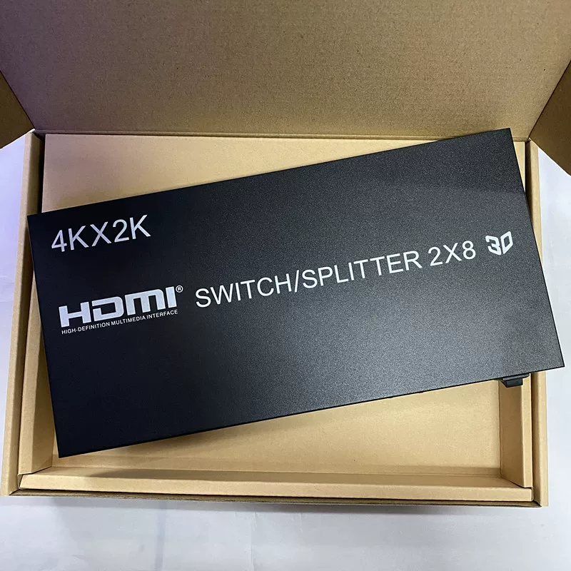 4K HDMI переключатель/разветвитель 2x8 с пультом и кнопками, 2 в 8 для распределения и переключения