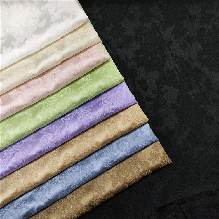 现货春夏冠乐绉玫瑰花提花新中式国风衬衫连衣裙改良旗袍微弹面料