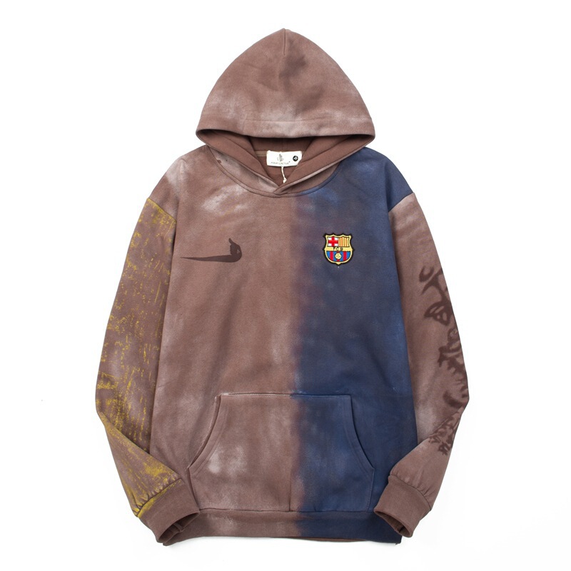 跨境美式高街travisscott鸳鸯色彩绘做旧男女款秋季绣花连帽卫衣|undefined