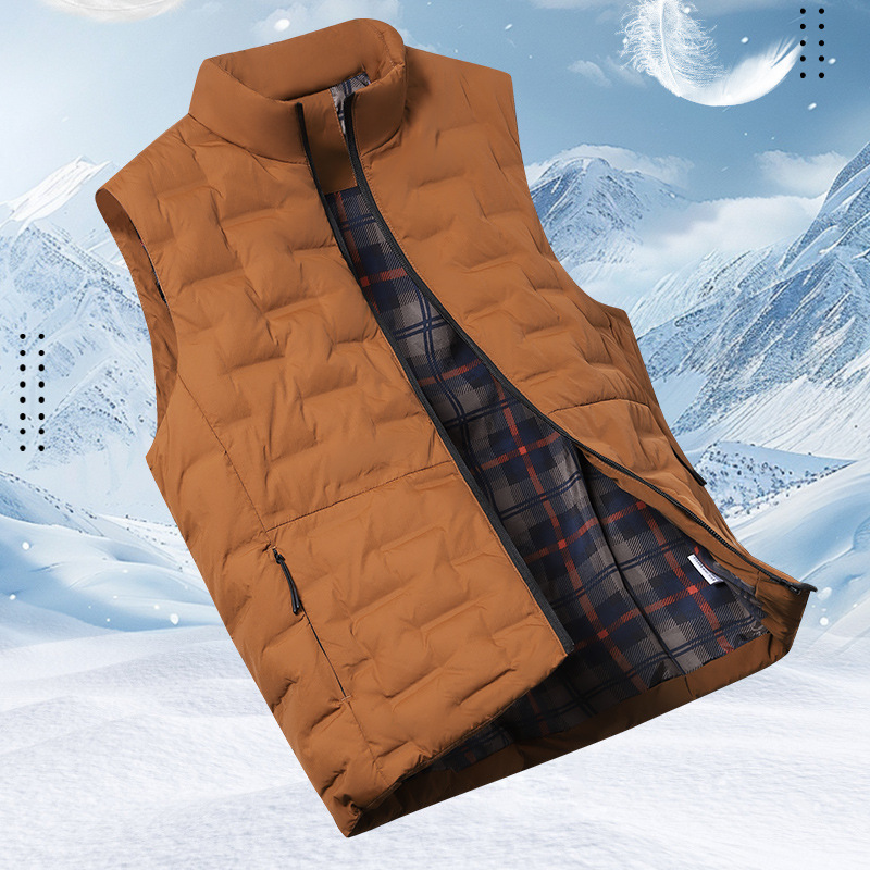 【90 White Duck Down】Men's Versatile Lightweight down Vest 90 White Duck down Autumn/Winter Vest Stand Collar Sleeveless Jacket 【90 White Duck Down】Men's Versatile Lightweight down Vest 90 White Duck down Autumn/Winter Vest Stand Collar Sleeveless Jacket