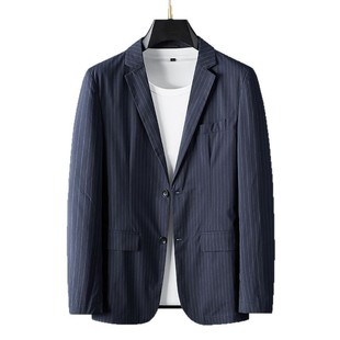 Tommy Black Cotton Blazer Men's 2025 Spring and Autumn Trendy Single Piece Young and Middle-Aged Casual Elegant Slim Strip