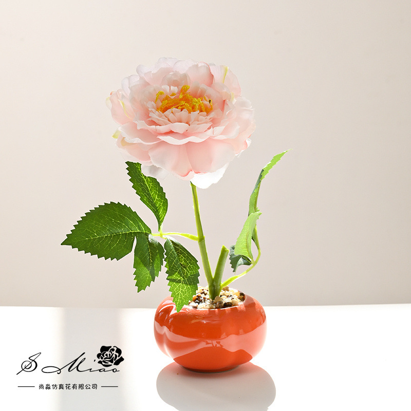 flores falsas estilo pastoral peonía pequeña flor de simulación bonsai decoración creativa flor de moda plantación verde artificial simulación maceta