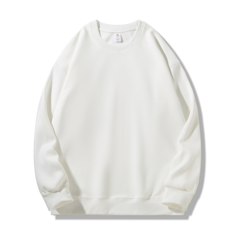흰색 라운드넥 스웨트셔츠 [벨벳 없음]