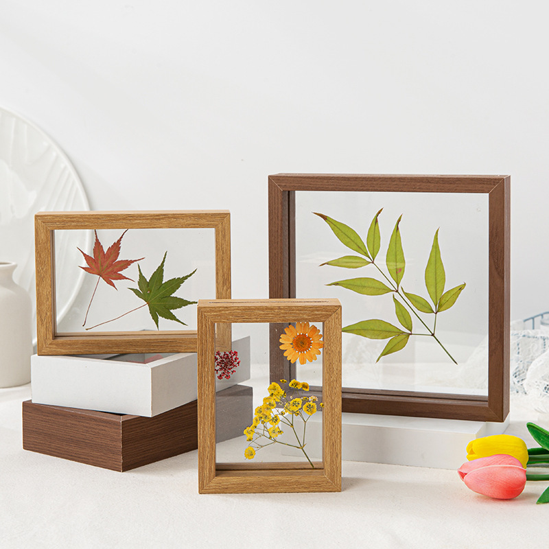 Transparent Double-sided Thickened Glass Leaf Specimen Frame Stereo Photo Frame Table Plant Dried Flower Leaf Diy Handmade