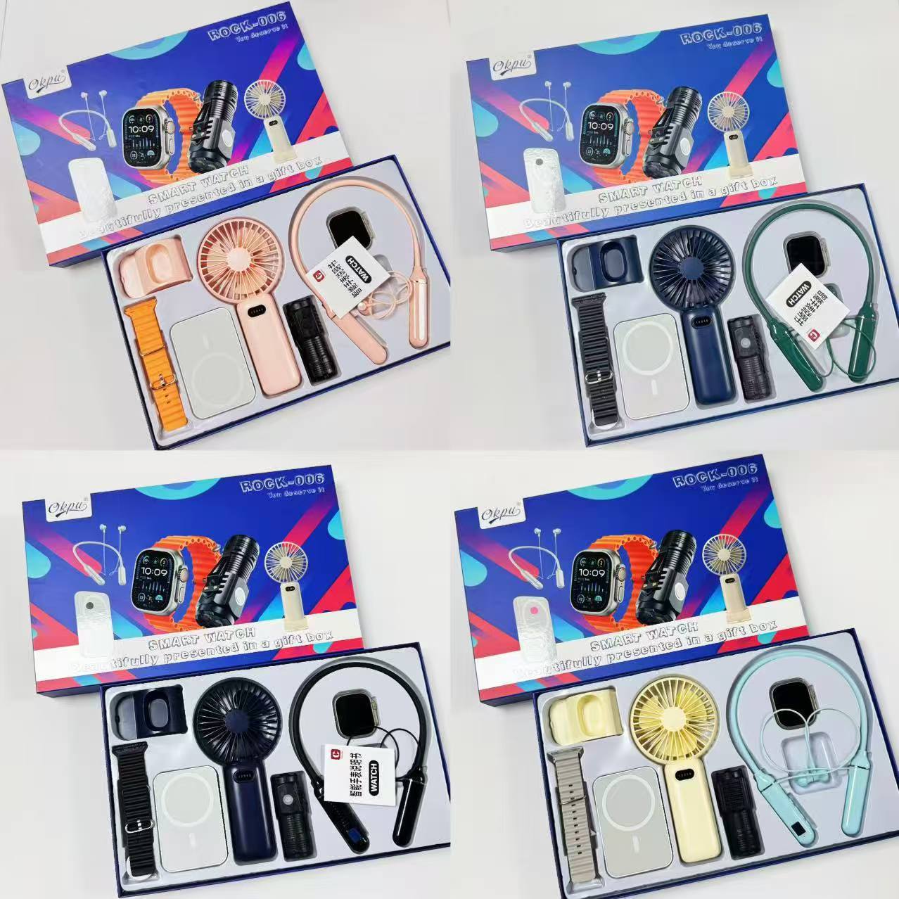 Cross-Border New Okpur0Ck006 Smart Watch Set 5In1Ultra 3 Fan Flashlight Power Bank