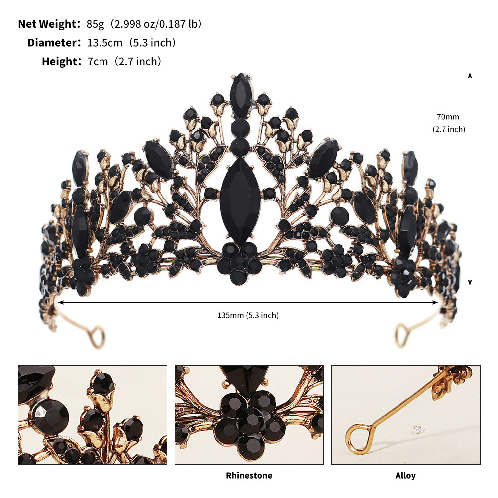 240g Weight Crown Hair Accessories Type Rhinestones, Pearl Inlay Material 1 Piece Quantity Wedding, Party Occasion Alloy Material Halloween Festival Crown Pattern Women's Gender Inlay Design Cool Style Style Halloween Cool Style Women's Crown Alloy Inlay Rhinestones Pearl Crown 10