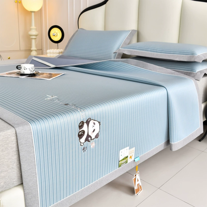 2025 новый летний полосатый панды с принтом прохладный ледяной шелковый коврик