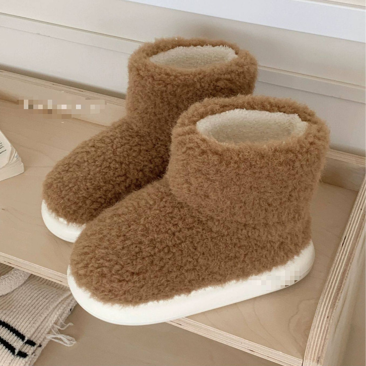 Foreign Trade Slippers for Cross-Border Wear, Simple Solid Color Lamb Wool Warm Closed-Toe Cotton Shoes Foreign Trade Slippers for Cross-Border Wear, Simple Solid Color Lamb Wool Warm Closed-Toe Cotton Shoes
