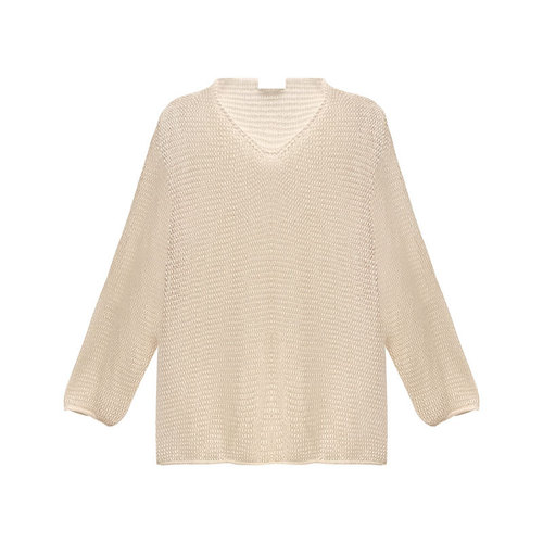 Gentle Wind Hollow Knit Sweater for Women - Summer Thin Loose Design Sensory Unique Top with Long Sleeve Cover-up Suncoat