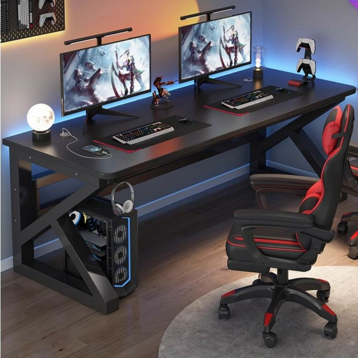 Computer Desk Desktop Double Desk Bedroom Simple Office Desk Internet Cafe Gaming Table and Chair Set Carbon Fiber Electric