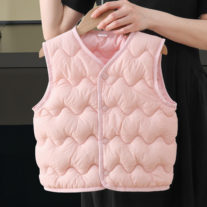 2025 otoño e invierno nuevo estilo ropa para niños chaleco de algodón de plumón para niños chaleco para niños y niñas chaleco cálido para bebés