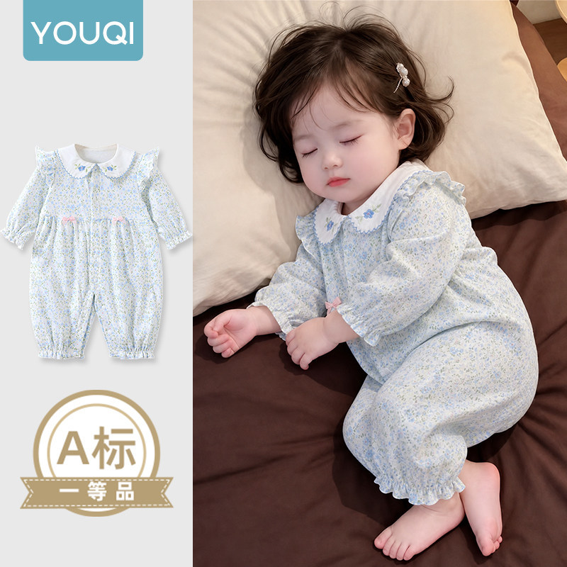 优奇婴儿衣服春秋新款女宝宝连体衣超萌甜美可爱洋气秋季外出哈衣