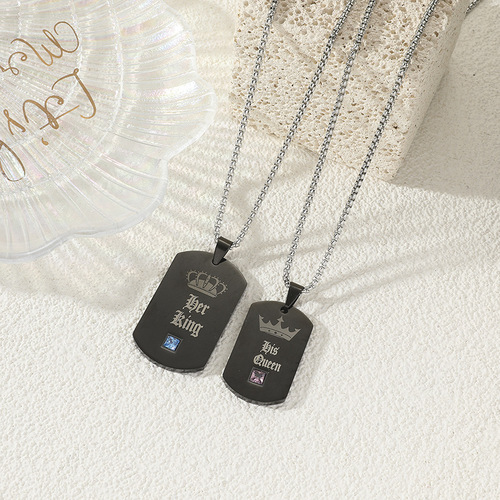 European and American-style trendy, personalized military tag necklace with engraved 
