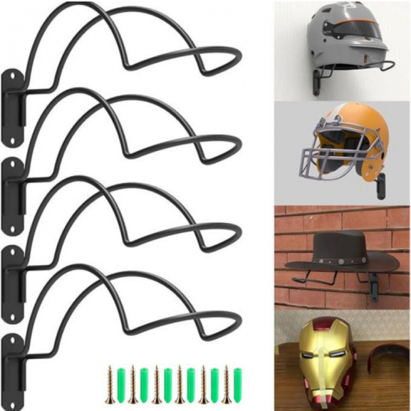 Wall-Mounted Display Rack Motorcycle Helmet Holder Hook Suitable for Hockey Equestrian Baseball Helmet Rack