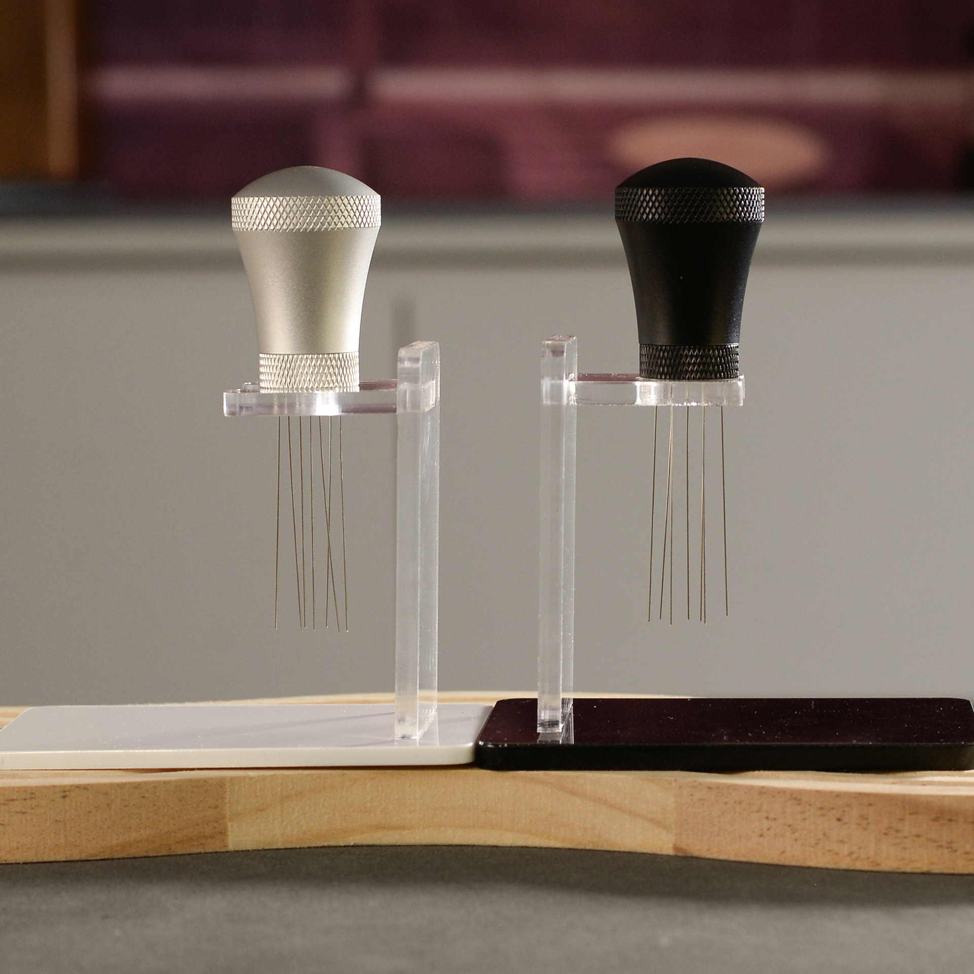 Aleación de aluminio café tela polvo aguja polvo suelto aguja traje acrílico base aguja de acero inoxidable dispensador de agitación