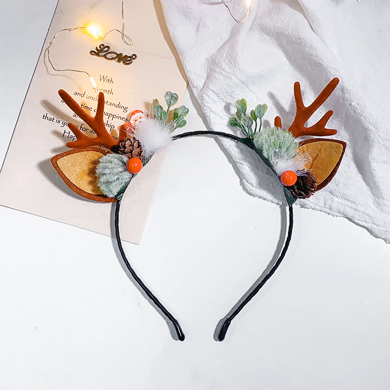 Diadema con Astas de Reno Estilo Europeo y Americano para Navidad, Accesorios de Disfraces Navideños para Mujer, Diadema Linda, Pequeña Horquilla para el Cabello, Estilo Forestal, en Existencia
