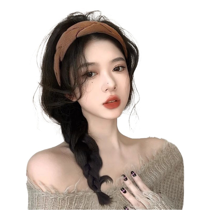 Pelo banda peluca integrada moda peluca mujer Pelo Largo alto cráneo superior pelo artificial completo cabello humano natural Internet celebridad cubierta completa de la cabeza