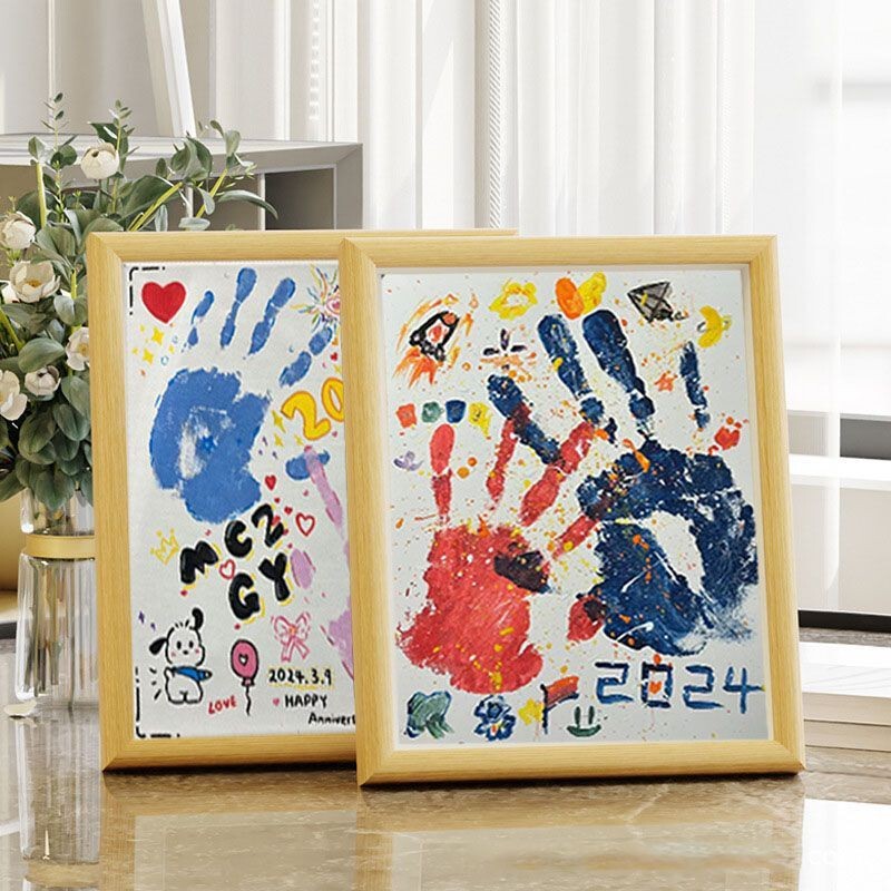 Couple's Handprint DIY Photo Frame, Birthday Commemorative Picture Frame for Boyfriend and Girlfriend, Handprint Art Decoration, Framed Display Stand