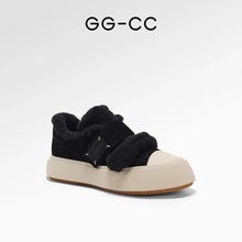 【布朗可可】GGCC潮流时尚厚底冬季毛毛鞋保暖加绒增高休闲板鞋女