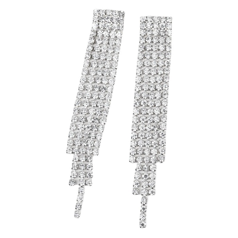 2022 Venta caliente elegante cadena de diamantes de imitación pendientes europeos y americanos fríos estilo largo borla pendientes elegantes Corea del Sur pendientes