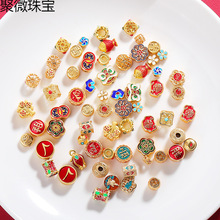 久不掉色古法老金烧蓝转运珠文玩珠子配饰高档沙金diy配件材料