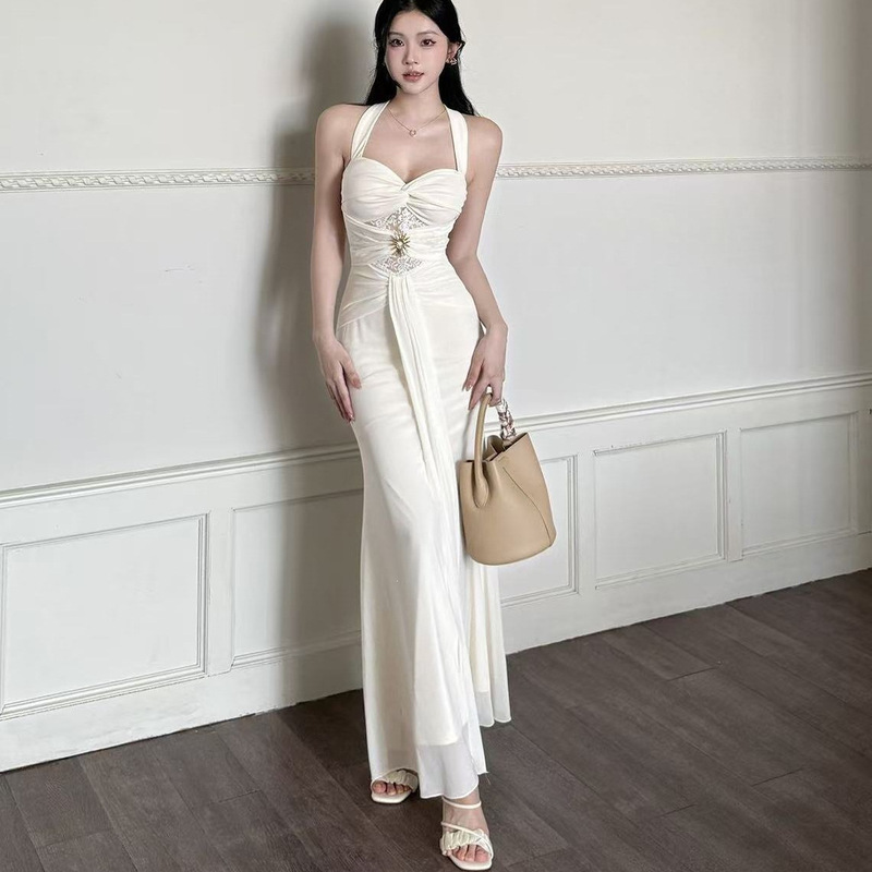 French-Style Elegant Goddess Waist-Cinching Fishtail Halter Neck Evening Dress, Waist-Cinching Strapless Bodycon Long Dress, Cross-Border Wholesale French-Style Elegant Goddess Waist-Cinching Fishtail Halter Neck Evening Dress, Waist-Cinching Strapless Bodycon Long Dress, Cross-Border Wholesale