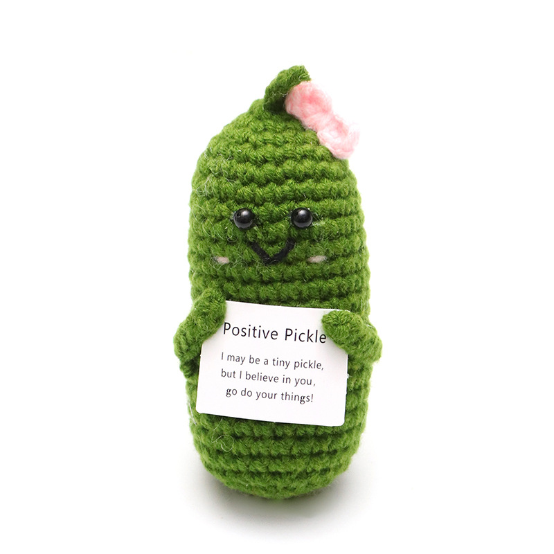 手作りかぎ針編みキュウリ毛糸編みキュウリニット野菜果物人形ストラップ正エネルギー表情バッグ置物