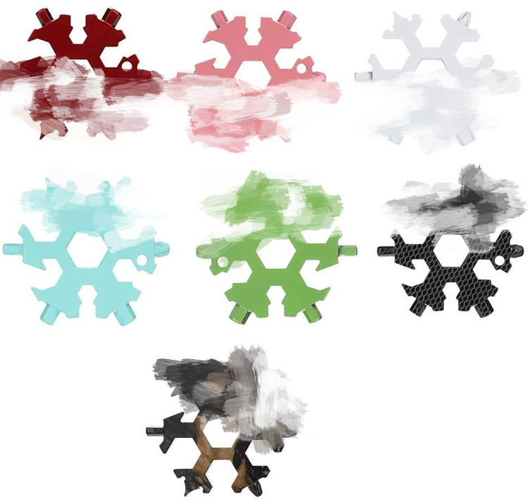 多功能工具卡雪花多用不锈钢扳手工具组合钥匙扣便携高碳钢螺丝刀