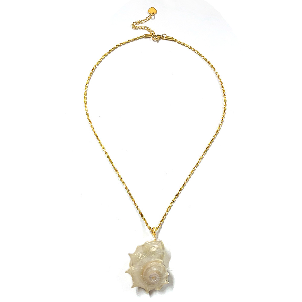 140g Weight Freshwater Pearl Pendant Material Pendant Necklace Classification Titanium Steel Chain Material 2 Pieces Per Pack Quantity Holiday, Daily Occasion Freshwater Pearl, Titanium Steel Material Shell Pattern Women's Gender Beaded Design Original Design Style Freshwater Pearl Titanium Steel Original Design Beaded Shell Pendant Necklace 14