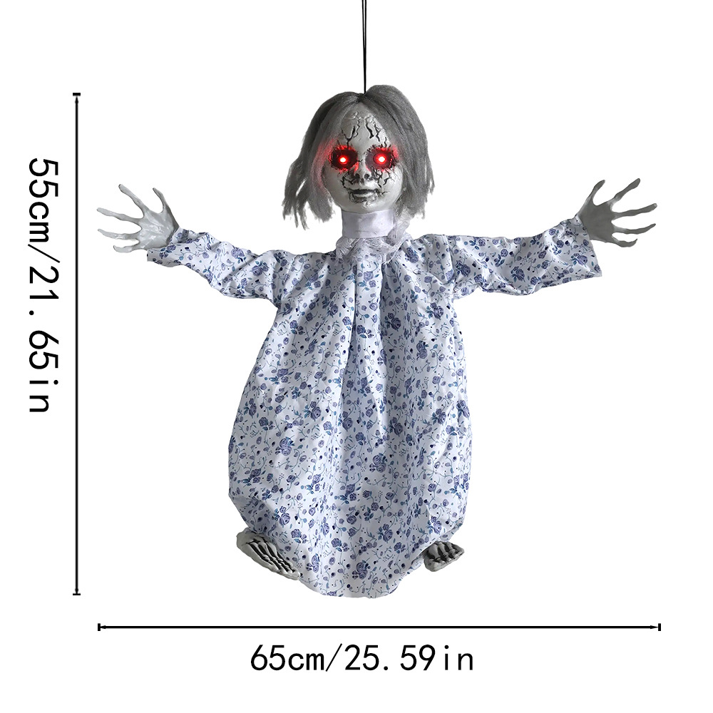 Halloween transfronterizo colgante fantasma horror control de voz brillante muñeca fantasma colgante decoración de pared de casa embrujada decoración de escena image 7