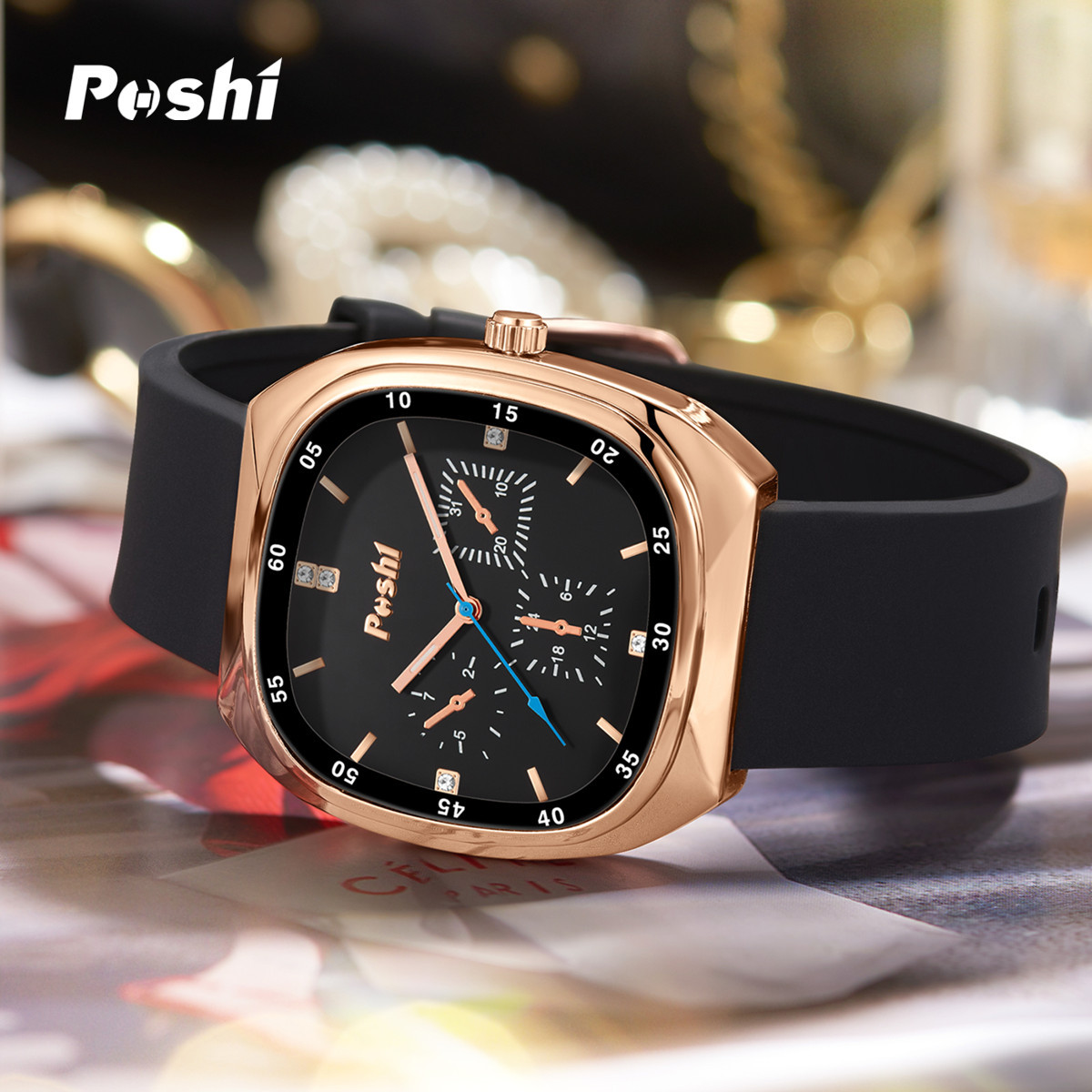 POSHI moda elegante reloj banda de silicona reloj de cuarzo reloj de mujer TikTok en vivo popular impermeable reloj de mujer