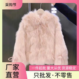 时尚大码女装秋冬季穿搭上衣新款粉色甜美风加绒加厚长袖外套女装