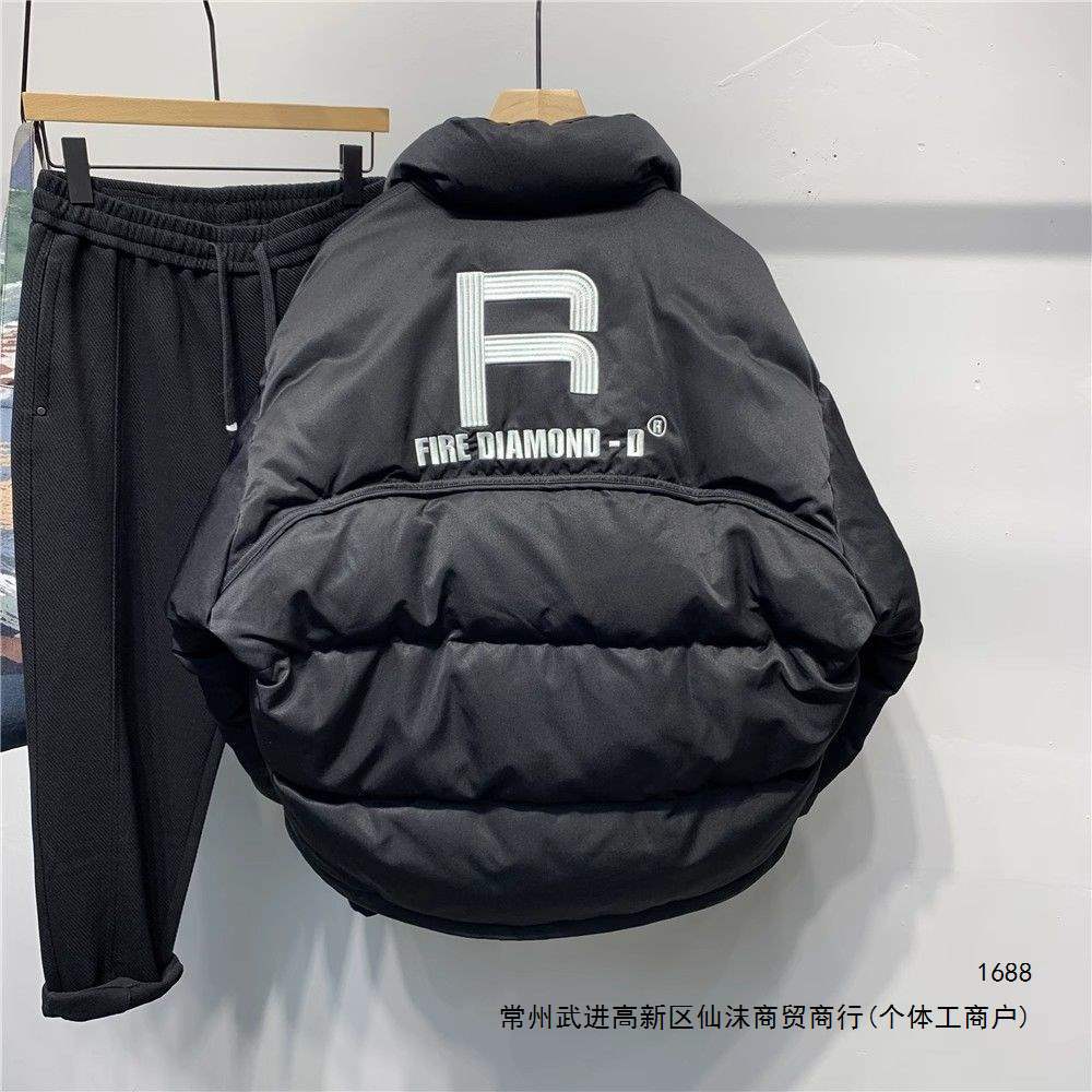 Winter design men's thick down jacket, trendy and stylish, zip-up back with lettering, white duck down coat.