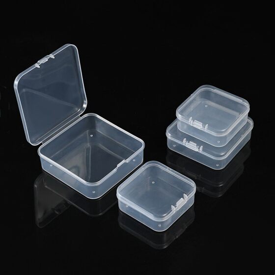 Square PP Plastic Box Square Translucent Packaging Box Small Material Box with Lid Parts Jewelry Storage Box