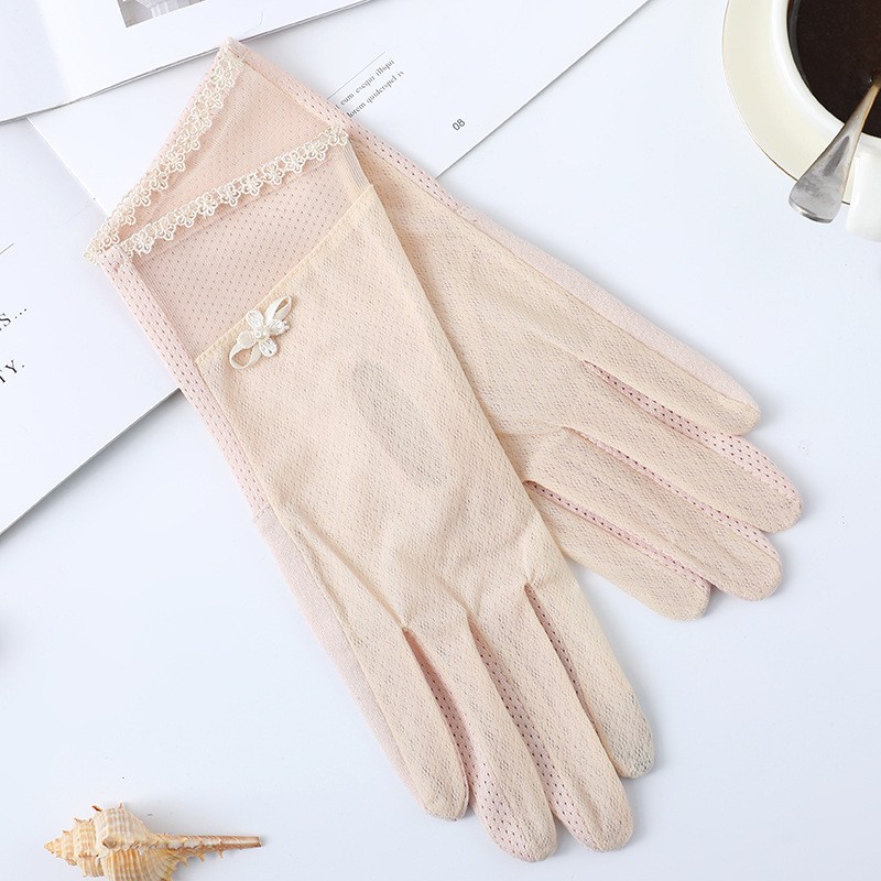 Guantes de protección solar de primavera y verano guantes de pantalla táctil de encaje conducción de las mujeres transpirable al aire libre protección solar guantes de equitación