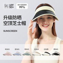 空顶防晒帽子女日本芝士帽夏季出行大帽檐防紫外线可折叠遮阳帽