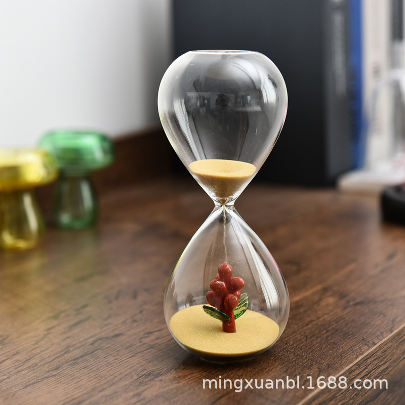Creativa reloj de arena de 10 minutos Lovesick Bean temporizador tridimensional forma casera decoración vidrio artesanía regalo de cumpleaños