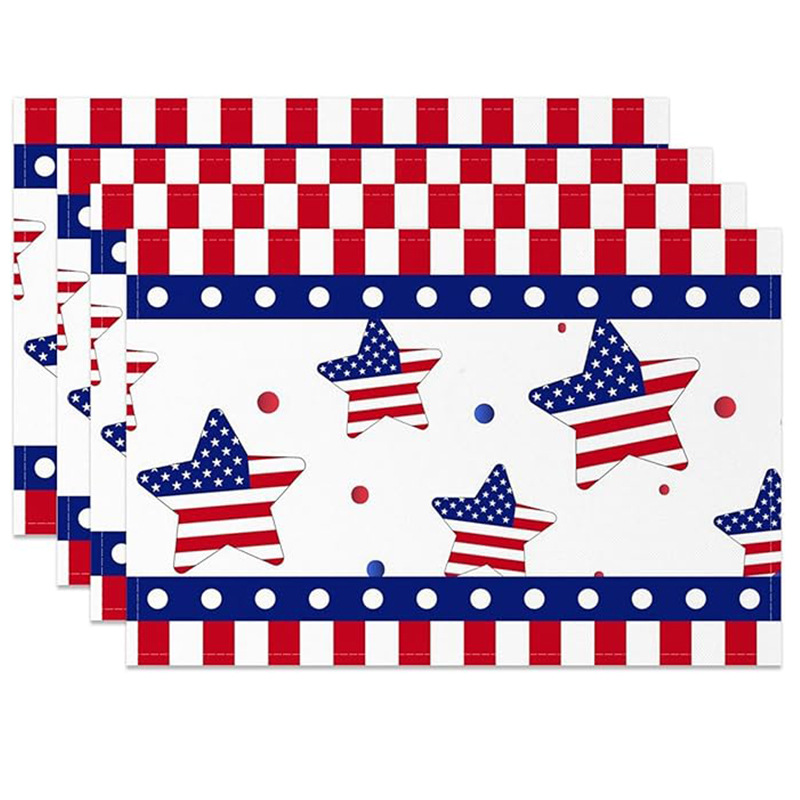 Transfronterizos lino almohadilla de mesa Aliexpress TEMU Amazon almohadilla de mesa cuadrada búfalo rojo almohadilla de Navidad Día de la Independencia