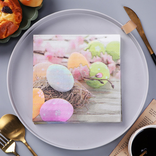 Factory direct supply of new colorful egg printed napkins wholesale Castle Western place mats table napkins wholesale