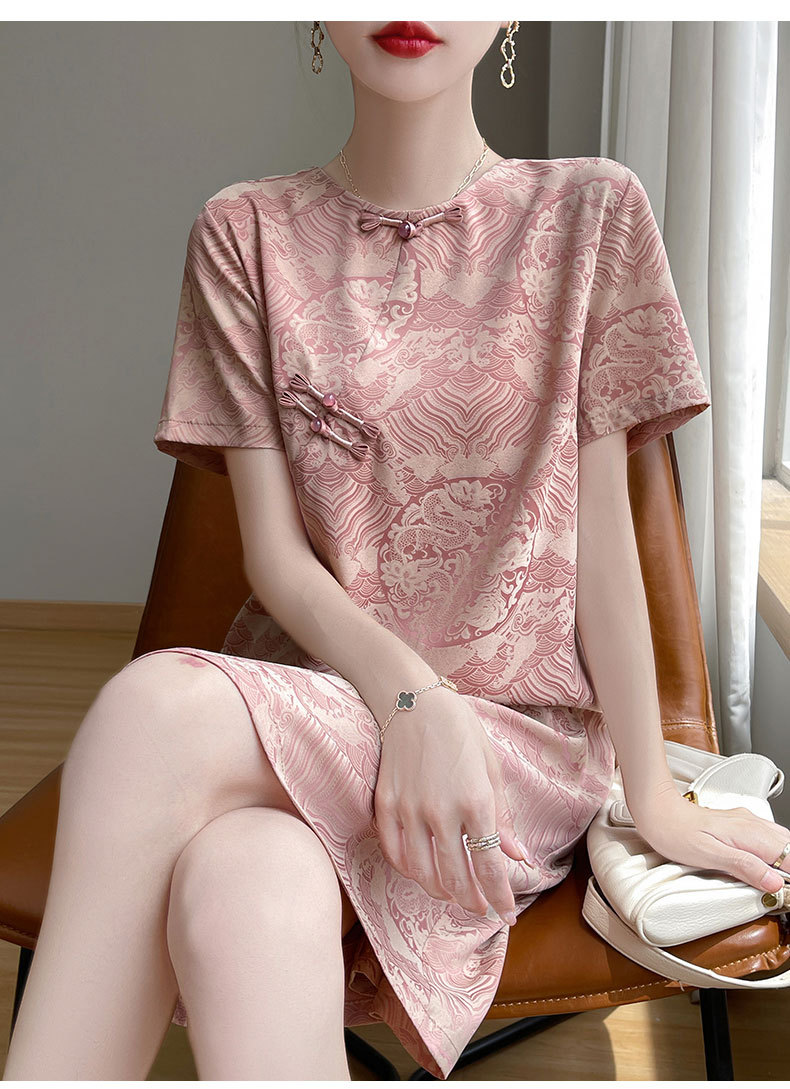 New Chinese-style Modernized Jacquard Cheongsam For Women 2024, High-end Exquisite Retro Short-sleeve With Buttoned_ecoleips.com