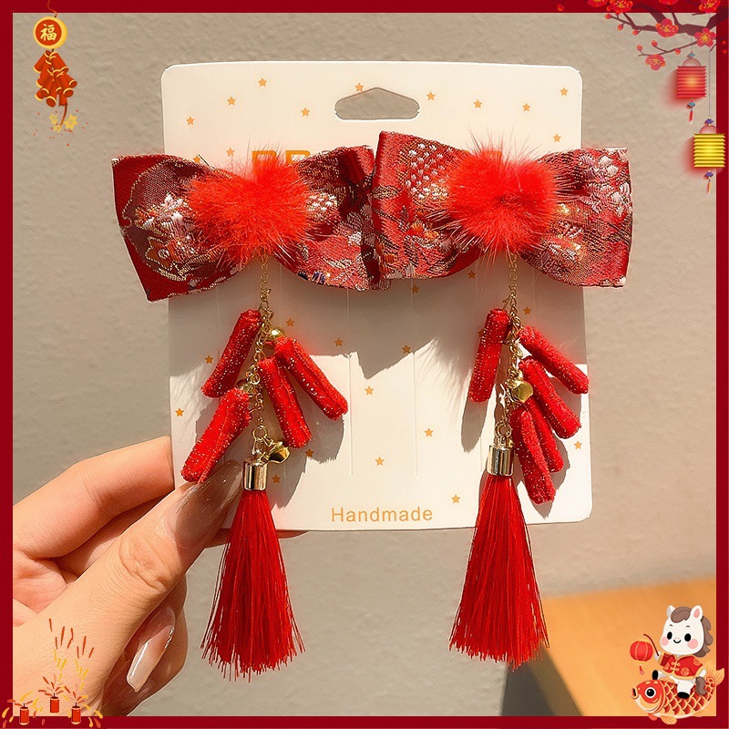 Horquilla Infantil con Borlas Chinas Hecha a Mano para Año Nuevo y Hanfu