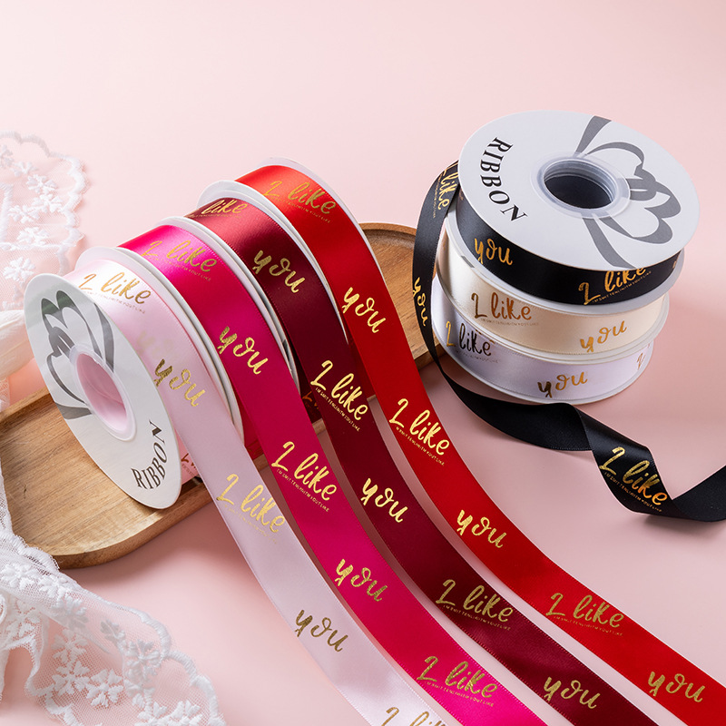 Día de San Valentín estampado poliéster cinta arco material florista regalo de flores empaque de pastel cinta al por mayor