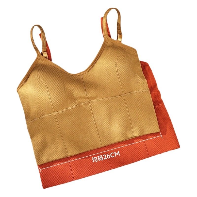 Genuino Kaka belleza espalda en forma de U celebridad de Internet Chaleco de contracción del vientre base interior de verano femenino con almohadilla en el pecho pequeña eslora ropa exterior pequeña espalda