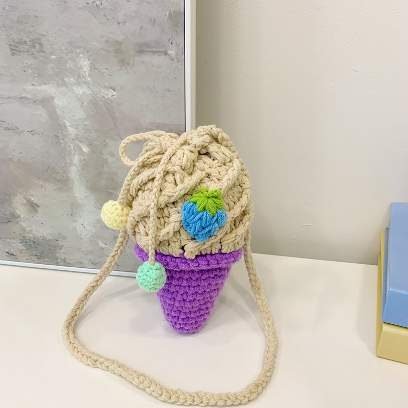 Caricatura encantadora bolsa de hombro de gancho para niños y niñas, helado dulce para padres e hijos, bolsa de mochila, otoño y invierno, nueva bolsa de fresa