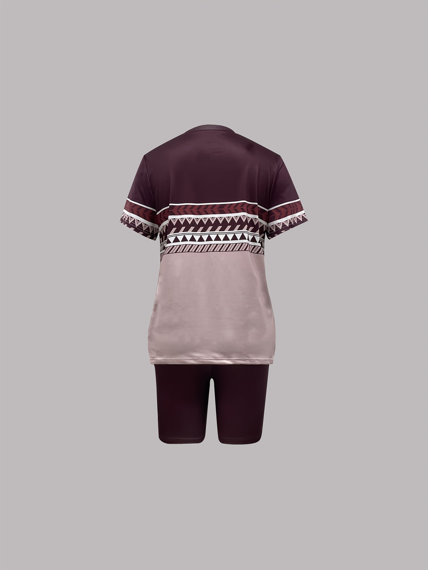Women's Geometric Print Short Sleeve T-Shirt And Shorts Set - Comfortable Casual Summer Outfit ​​Versatile Two-Piece Coordination_ecoleips.com