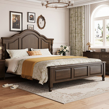 复古美式床实木床1.8米双人床主卧床1.5m现代简约家具2米x2米大床