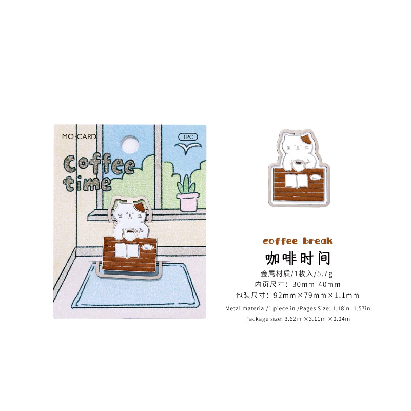 Mo Mo Metal Bookmark Cat Life Little Theatre Series Cute Cartoon Student Gift Reading Book Pages