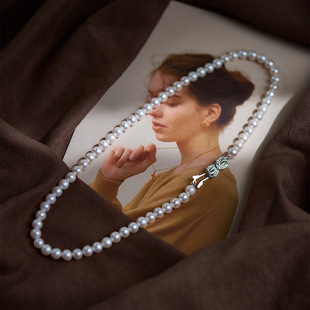6-7 Near Round Freshwater Pearl Necklace Simple Natural Pearl S925 Silver Buckle Advanced Bow Choker